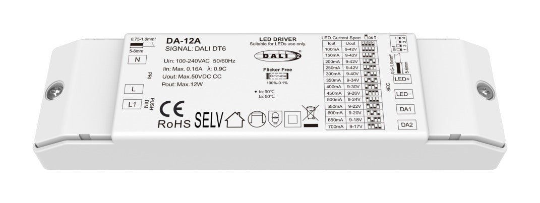 DALI Constant Current LED Driver 12W, 100 to 700mA
