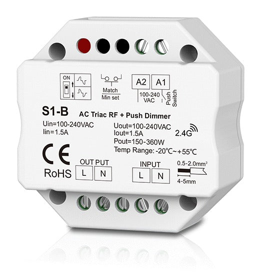 AC Triac Dimmer, RF and Push, 150 to 360W